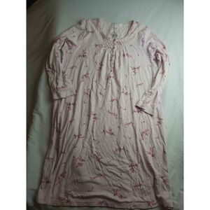 Simply Basic Pink Floral Smocked Henley Nightgown Long Sleeve XL 16-18 Sleepwear